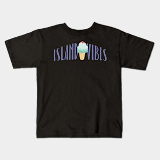 Island Vibes Summer Ice Cream Cone Cute Vacation Pink Yellow Teal Social Distancing FaceMask Kids T-Shirt